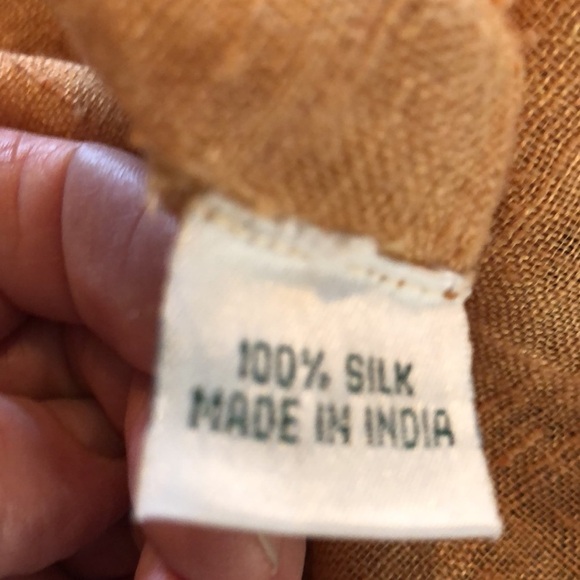 Madre Terra 100% Silk Made in India Burnt Sienna Sleeveless Mandarin Collar Top - Picture 10 of 11